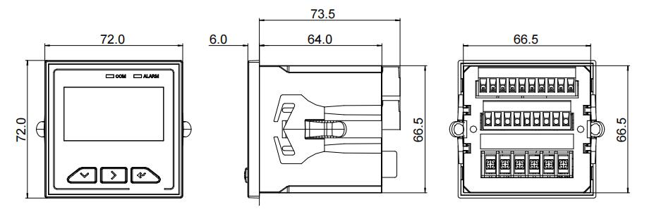 ECM72 智能電測(cè)儀表外形尺寸圖